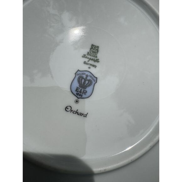 6 Vintage PMR Bavaria Germany Golden Crown E&R 1886 Fruit Orchard Plate Set Nice - Picture 9 of 10